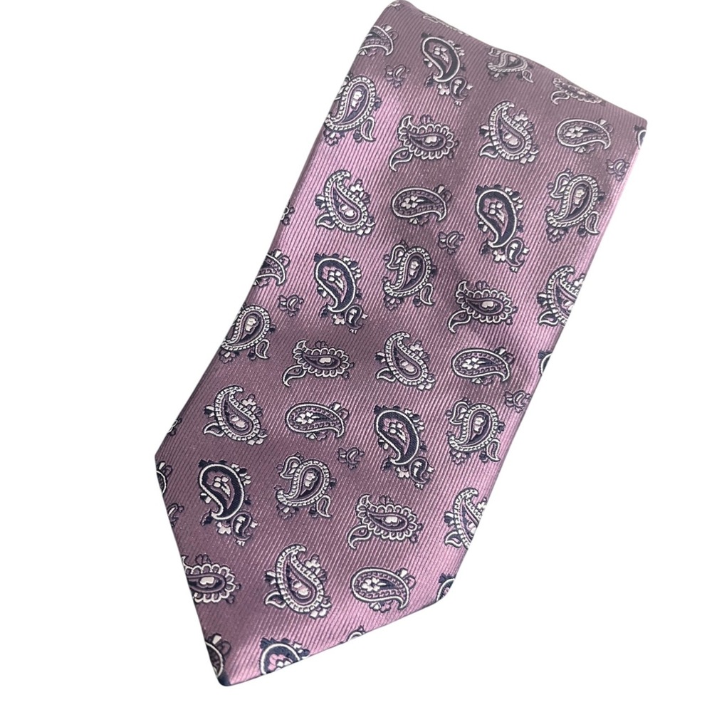 Brioni Silk Paisley Tie Mens Mauve Purple Hand Made Italy Classic Excellent - Picture 5 of 6
